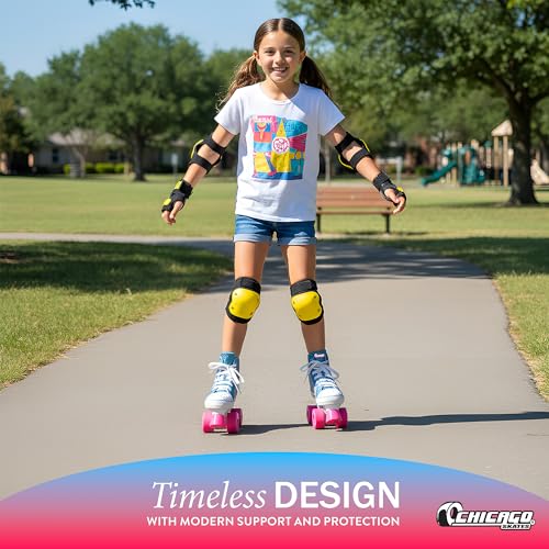 Image of Chicago Skates Light Up Kids Roller Skates Girls - 4 Size Adjustable Roller Skates, Durable Top Performance with Front Stopper,54mm Urethane Wheels, Comfortable, Smooth Rolling, Indoor Outdoor, Age 3+