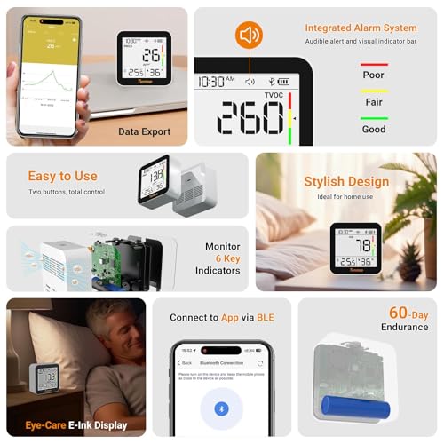 Détecteur de qualité d'air CO2 Temtop M10+ avec application Bluetooth - 3
