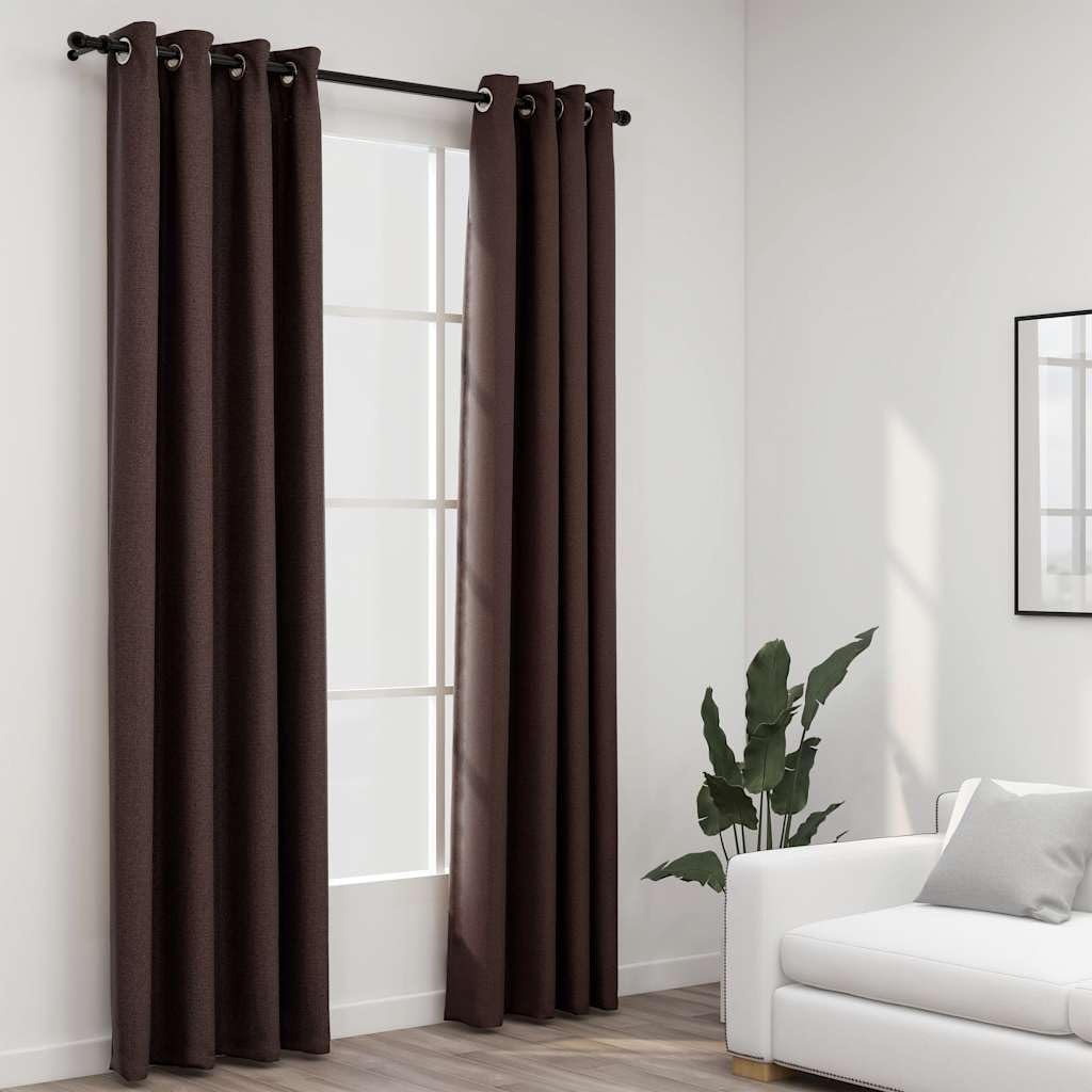 Rideaux occultants aspect lin taupe 140x245 isolant thermique salon chambre