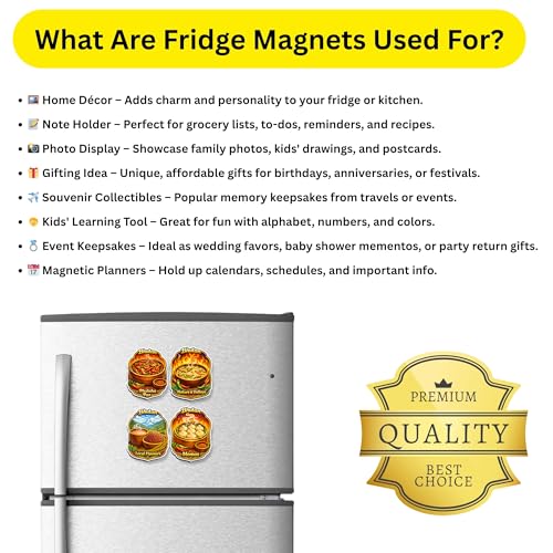 Image of Regalo Casila Bhutan Food Tourism Souvenir Fridge Magnets Set of 4 Phaksha Paa Momos Local Flavours Nature Valleys Decorative Refrigerator Magnets