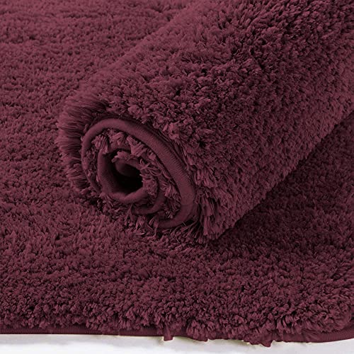 Image of Flooring India Co Newman Rectangular Bath Mat 2500 GSM Super Soft Microfiber Anti Skid Slip Water Absorbent Bathroom Mats for Bedroom, Home, Door (40X60 CM, Wine)