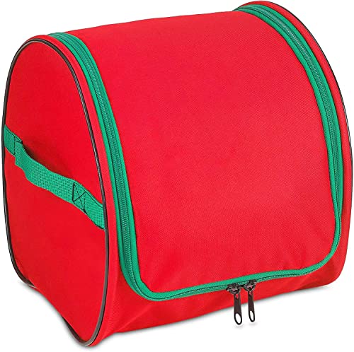 Premium Christmas Light Storage Bag – Heavy Duty Tear Proof 600D/Inside Pvc Material With Reinforced Handles - With 3 Reels Stores Up To 375 Ft Of Mini Christmas Tree Lights & Extension Cords - Red #TOP3