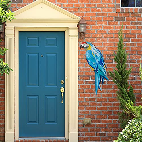 Adroiteet Metal Parrot Wall Decor, 14.5" Wall Art Bright Color Bird Sculpture, Hanging Bird For Indoor Outdoor Home Bedroom Living Room Garden #TOP6