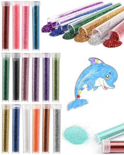 SCJJZ 16pcs Poudre Brillante, Paillettes pour Loisirs Creatifs pour Les Enfants et Adultes, Utilisé pour faire des cartes, des décorations festives, des masques décoratifs