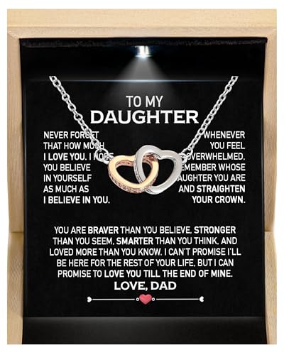 Larvincy To My Daughter Necklace From Dad With Heartfelt Message Card Father Daughter Necklace Gift For Birthday Wedding Graduation Mothers Day