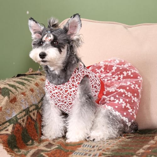 Image of CuteBone Dog Birthday Christmas Dress Girl Puppy Skirt Tutu Cat Wedding Outfit Pet Party Clothes for Small Dogs Costume DD09XXS
