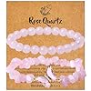 AWARDSEN 2Pcs Butterfly Bracelets for Women Rose Quartz Crystal Pink Bracelets Healing Crystal Bracelet Natural Gemstones Stretchable Jewellery 8mm Beaded Bracelet Gift for Women Birthday