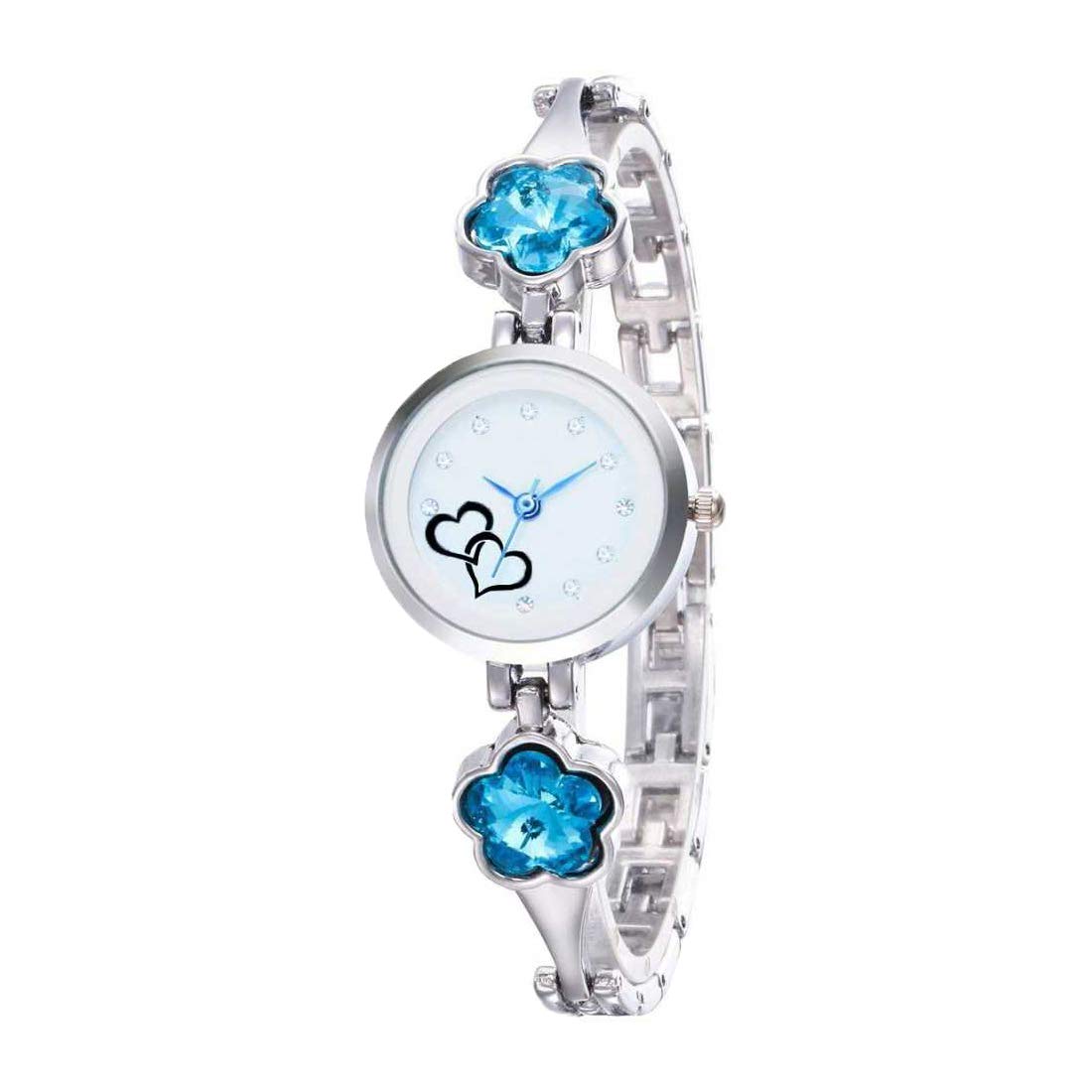 ENDEAVOUR Branded Quartz Movement Sky Blue Diamond Studded Bracelet Type Wrist Watch for Girls and Women (B07SKRKTFL) Amazon Price History, Amazon Price Tracker