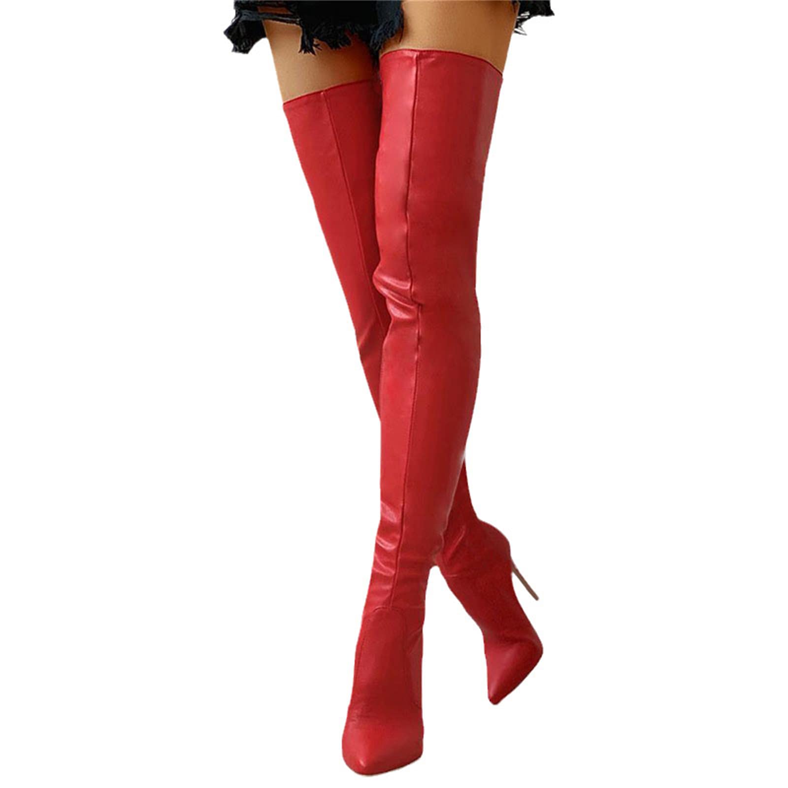 Stivali sopra Il Ginocchio da Donna Stivali Invernali Eleganti Stivali sopra Il Ginocchio Stivali Lunghi Invernali in Ecopelle con Cerniera Stivali Lunghi Scarpe Tacchi Alti Stivali Lunghi