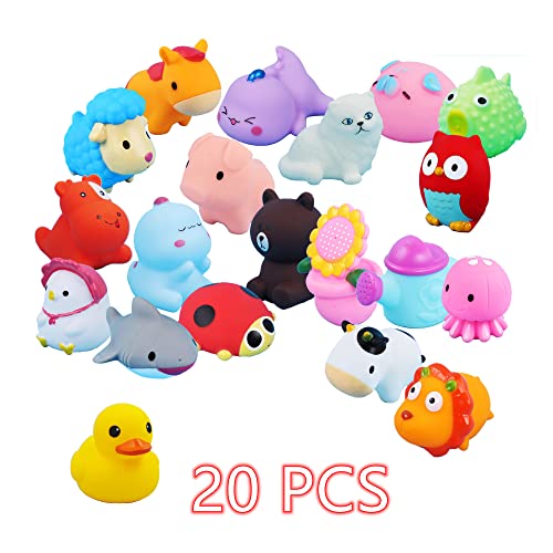 Aminfun 20 Pcs Bath Toys,Rubber Duck Animal,Toddlers Bathtub Toys,Baby Pool Floating Toys,Infant Boy Girl Shower Toys,Party Decoration For Birthday Easter Christmas Party(20-Pack,Random) #TOP25