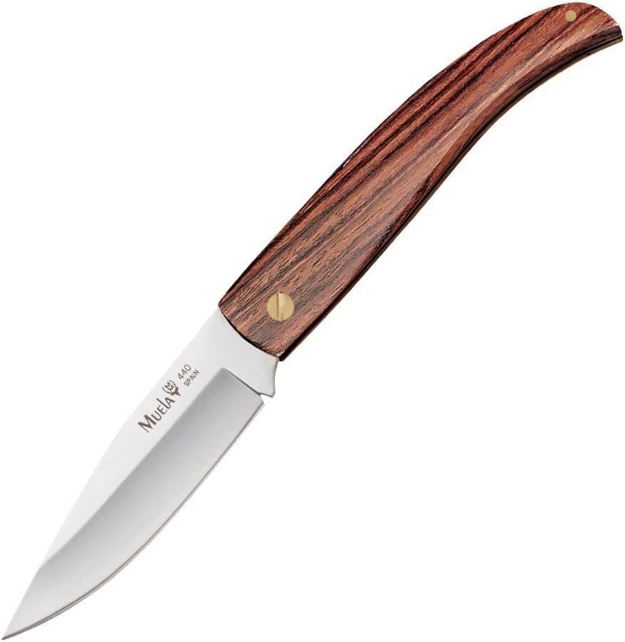 LO TRINCO YO Muela Navaja P-8.NL hoja de acero MoVa de 8 cm y empuñadura de Madera de Palovioleta para Caza, Pesca, Supervivencia y Bushcraft