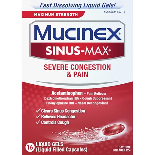 Mucinex Sinus-Max Max Strength Severe Congestion & Pain Liquid Gels, 16ct - image 7