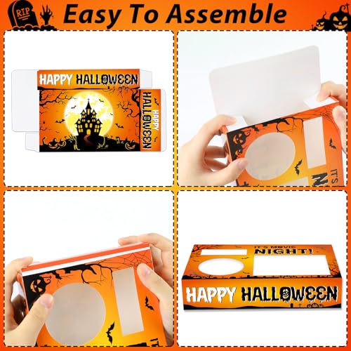 Image of QOUBAI 32Pcs Halloween Party Supplies Movie Night Paper Snacks Boxes Halloween Movie Theater Snack Tray Party Decorations Popcorn Drink Holder Set for Birthday