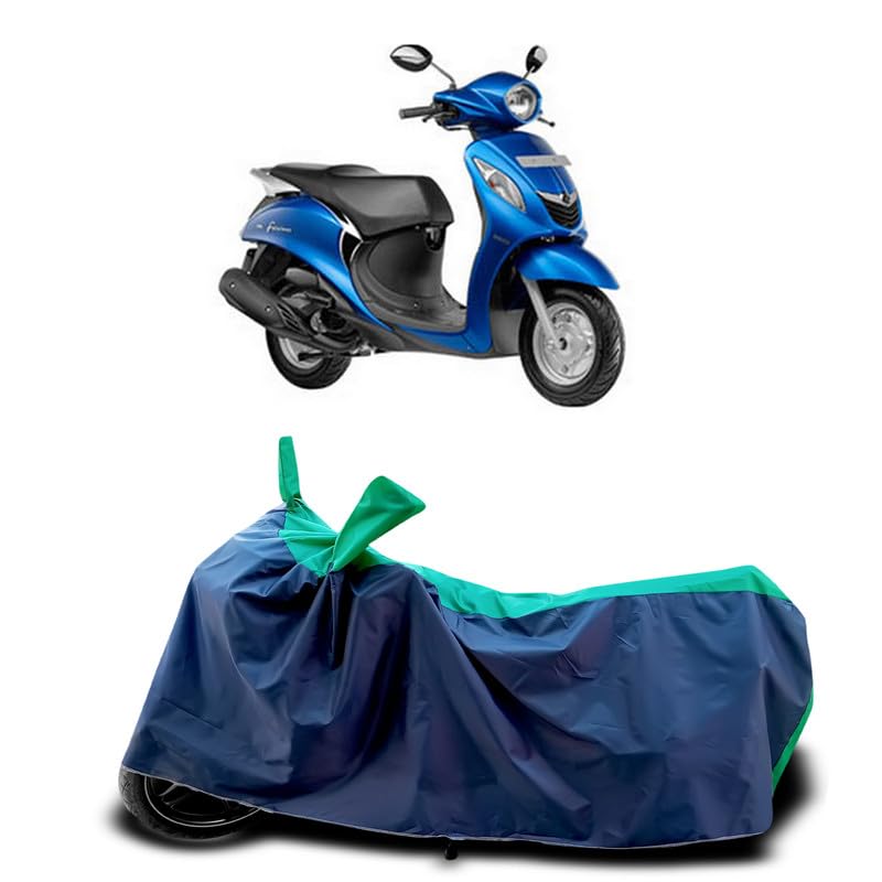 Image of DUFFEL-Two Wheeler Bike Cover Compatible for Yamaha Fascino Bs6 Heat Protectio /UV-Rays /Birds Dropping /DustProof /Waterproof Indoor Outdoor and Parking Full Protection All Variants [Green Patta]