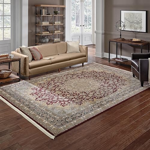 Oriental Weavers Masterpiece Area Rug - 090R2-3'10" x 5'5" - in Red/Multi - Vintage Inspired, Stain Resistant, Family and Pet Friendly, Entrway, Bedroom Rug
