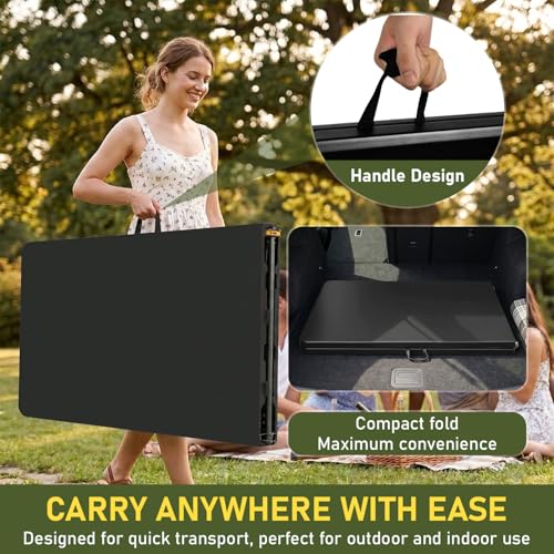 BestOffice 8 FT Picnic Table Plastic Camping Table Portable Square Height Folding Table Perfect for Picnics, Parties, Party and Camping, Black by BestOffice - Image 6