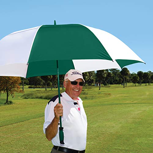 Strombergbrand Golf Umbrella Windproof 64 Inch Oversize Umbrella, Automatic Open Large Double Vented Canopy, Waterproof & Lightweight Portable Golf Umbrella For Men & Women,Hunter Green/White #TOP4