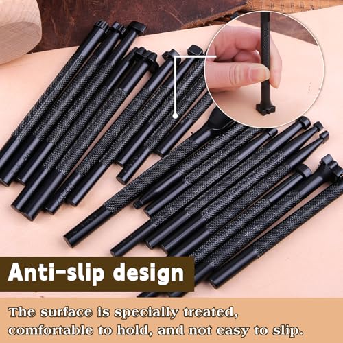 image for QMNNMA 20 PCS Leather Stamping Tools, Different Shape Saddle Making St