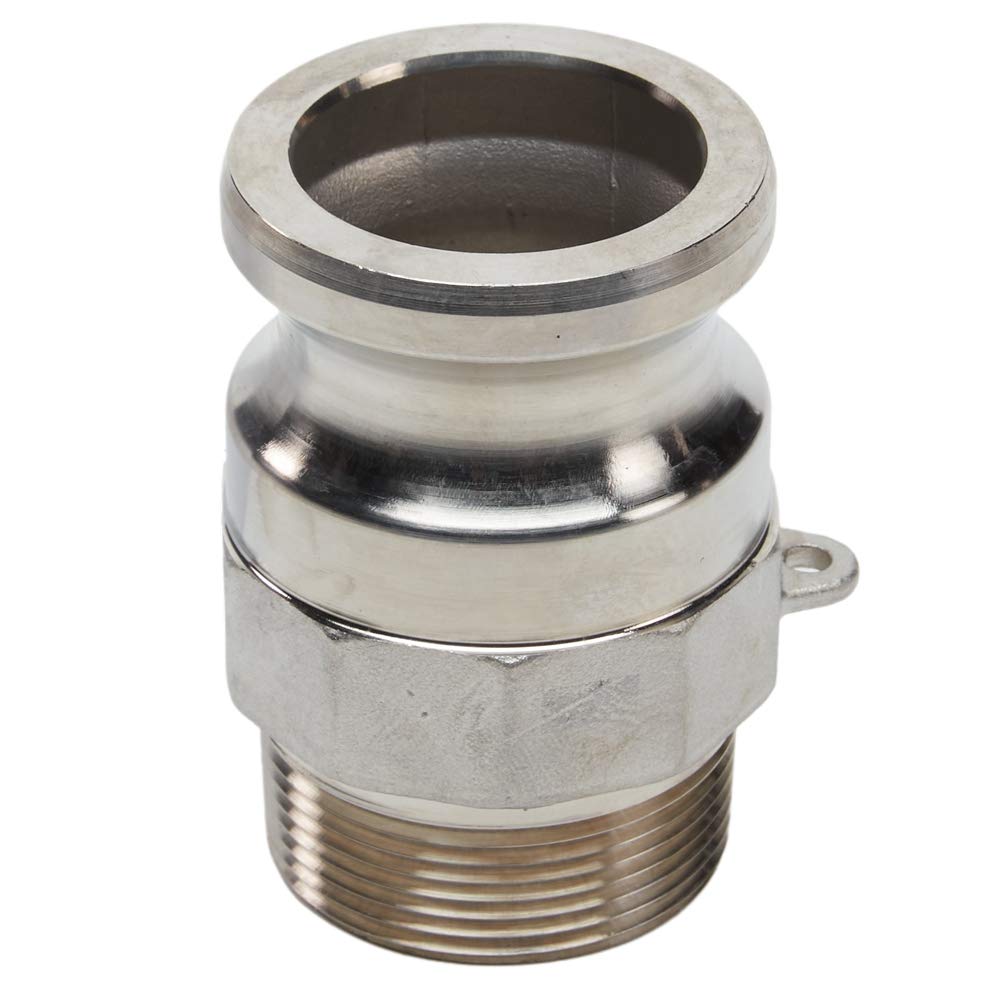 1 1/2" x 1 1/2" Stainless Steel Camlock Fittings - Stainless Steel Hose Coupler - Type F Male Cam Lock Hose Adapter - Male Threaded NPT Cam & Groove