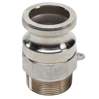 1 1/2" x 1 1/2" Stainless Steel Camlock Fittings - Stainless Steel Hose Coupler - Type F Male Cam Lock Hose Adapter - Male Threaded NPT Cam & Groove