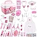 Satkago 44 Piezas Maletin Medicos Juguete,44 pcs Doctora Juguetes,Regalo Cumpleaños,Navidad,Juguetes Niña 3 años(Rosa)