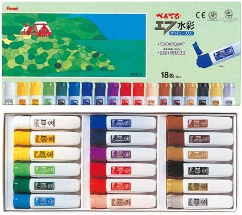 ぺんてる エフ水彩ポリチューブ入り（18色セット）金・銀入り [3個セット] WFC1-18