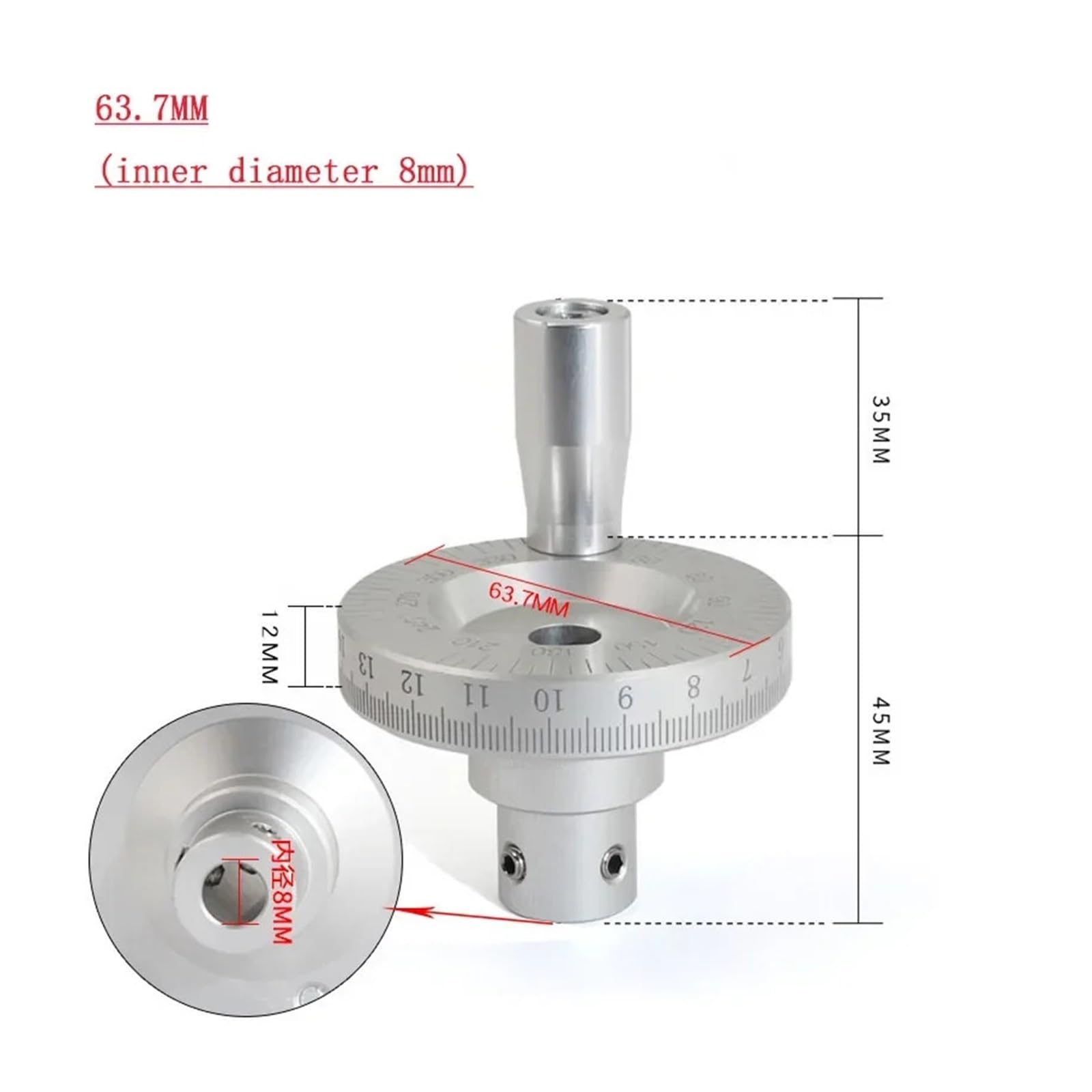 Macchina utensile Bilancia in metallo Volantino Tavolo scorrevole manuale Macchina utensile speciale con scala con maniglia angolare Ruota oscillante | Handwheel(8mm2)