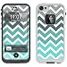 Skin Decal for LifeProof Apple iPhone 5 Case - Chevron Grey Green Turquoise White