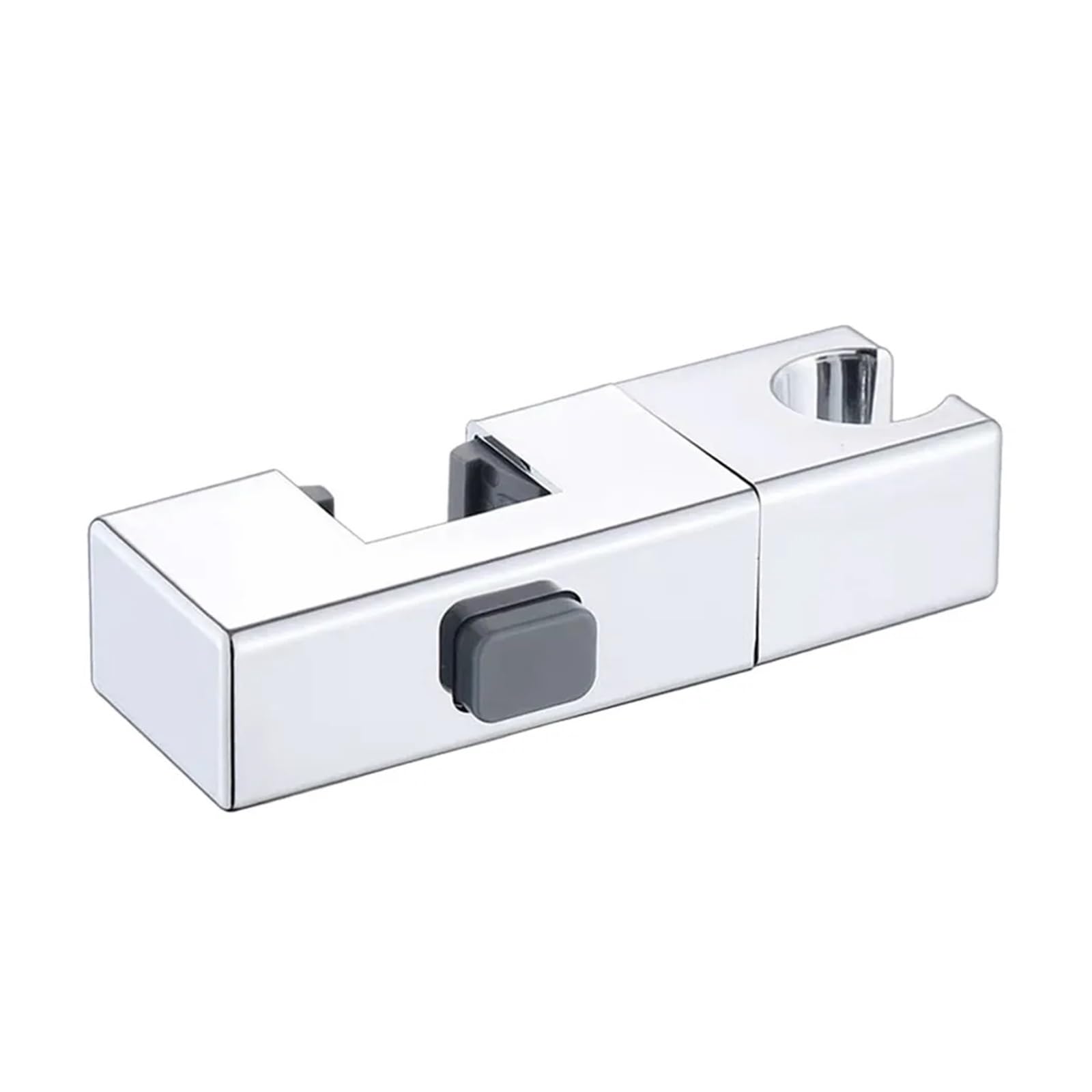Hand Shower Holder Rectangular Pipe Shower Head Holder Adjustable Rotatable Sprayer Fixed Base Replacement Bathroom Slide Bar Shelf(Silver)