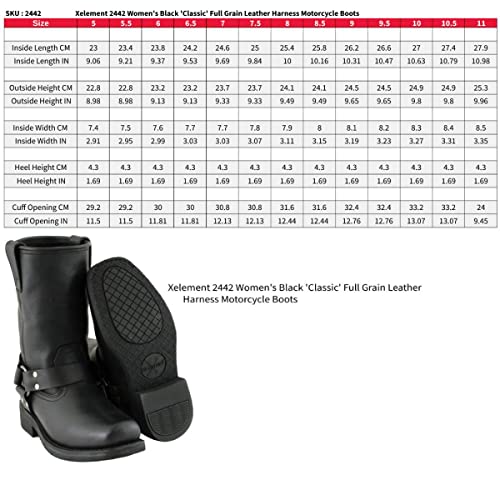 Xelement 2442 Women's Black 'Classic' Full Grain Leather Harness Motorcycle Rider Boots - 8 - Thumbnail 3