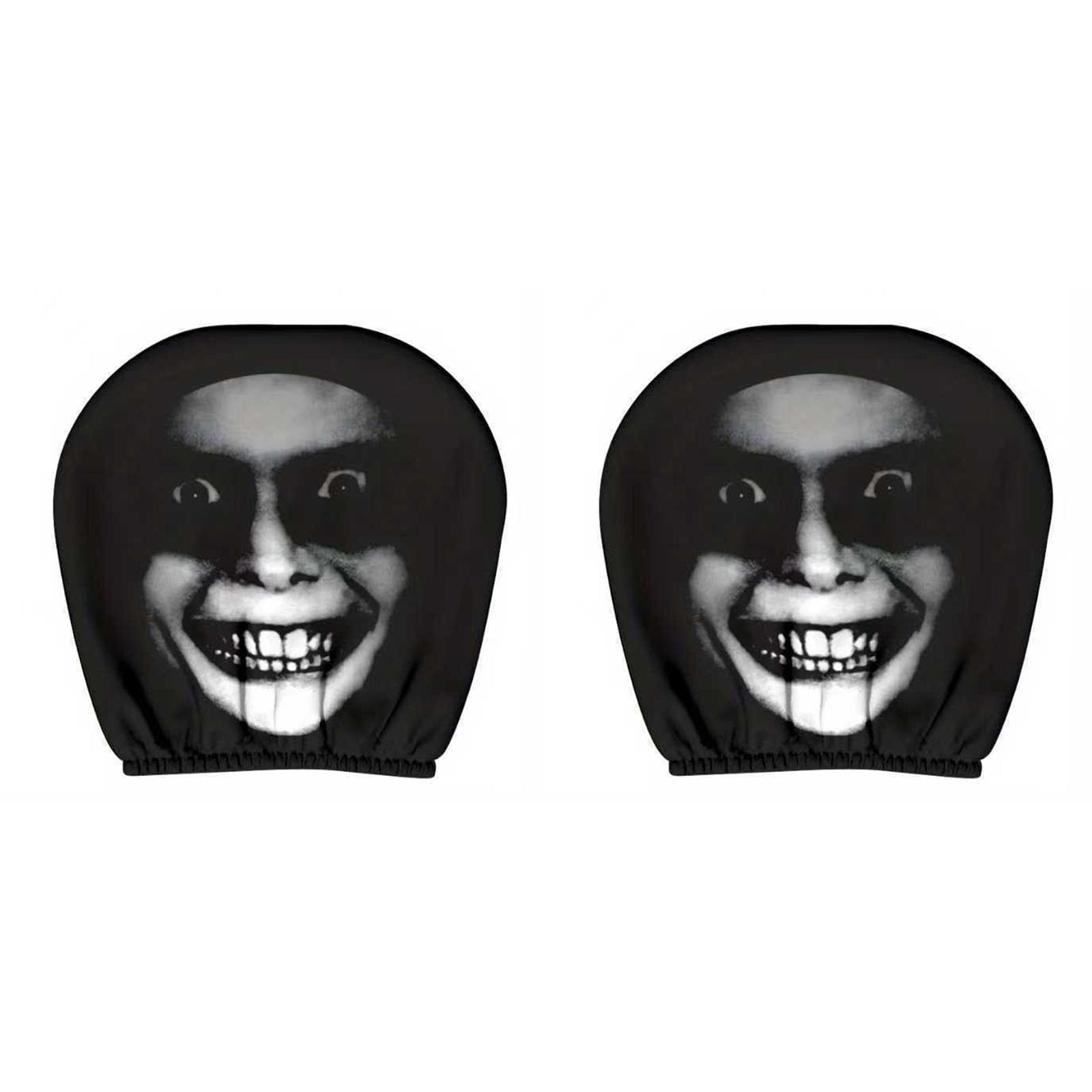 Introti 2Pcs Ghost Face Headrest Covers Breathable Scary Print Headrest Protector Washable Elastic Spooky Headrests Cover for Auto/Vehicle/Truck/SUV (style H)