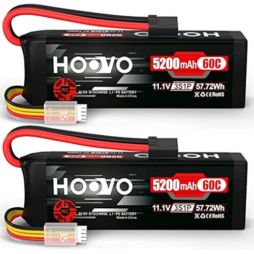 HOOVO 11.1V 3S LiPo Battery 5200mAh 60C with Tr Plug 2Packs