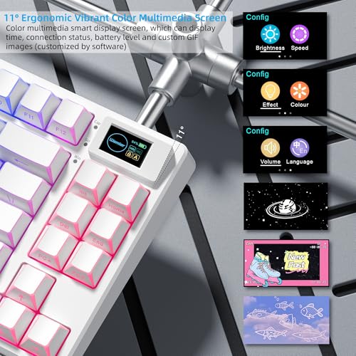 Image of Womier 75% Wireless Mechanical Keyboard with Color Multimedia Screen | PC Gaming Keyboard, 3-Modes Hot Swappable Shine Through Manga Keyboard w /Wrist Rest, Gasket RGB Custom for Mac /Win (SK80 PRO)