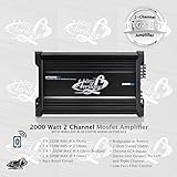 Amplificador a 2 canal Lanzar en clase ab model htg258bt; Potencia rms a 4 ohm: 2 x 500 watt; Potencia max a 4 ohm: 2 x 1000 watt; Potencia rms a 2 ohm: 2 x 650 watt; Potencia max a 4 ohm: 1 x 2000 watt; Crossover electrónico incorporado; Tecnología bluetooth integrado; Selector bluetooth on / off