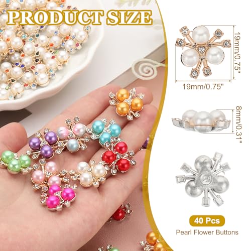 Boutons fleur perles et strass élégants pour customisation robe de mariée chic PATIKIL x40 - 3