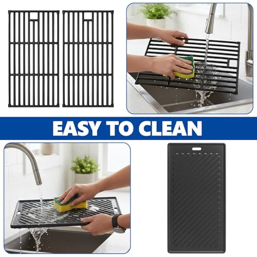 Image of SafBbcue Replacement Parts for Monument Grill 35633 41847NG 24367 24633 17842 4-Burner Gas Grill, Cast Iron Cooking Grids & Reversible Griddle for Monument Grills 97888 96333 Accessories