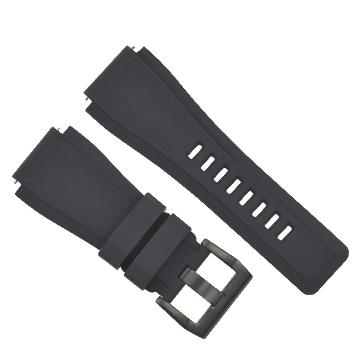 Ewatchparts 24mm Silicone Rubber Band Strap Compatible With Bell Ross BR-01-BR-03 Watch Black Brush