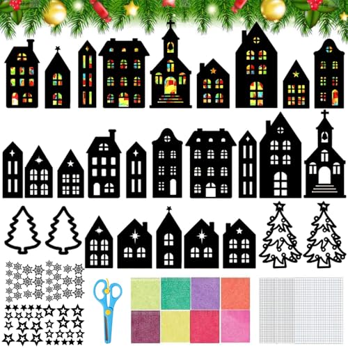 HEYIDAMAI 32 Stück Weihnachten Basteln Kinder Fensterbilder,...