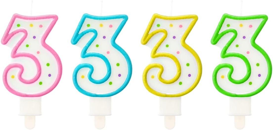 Number candle with dots 3, 7.5 cm
