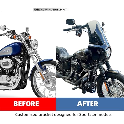 Pare-Brise de Moto Kit de carénage et Pare-Brise pour Moto Harley 86-15 Sportster 1200 Iron 883 XL883N Seventy Two Sportster 1100(6021-spst-11-Clear) – vue 2