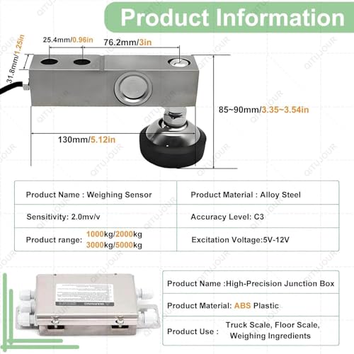 Kit Báscula Célula Carga 5T Acero Inoxidable Multifuncional miniatura 6