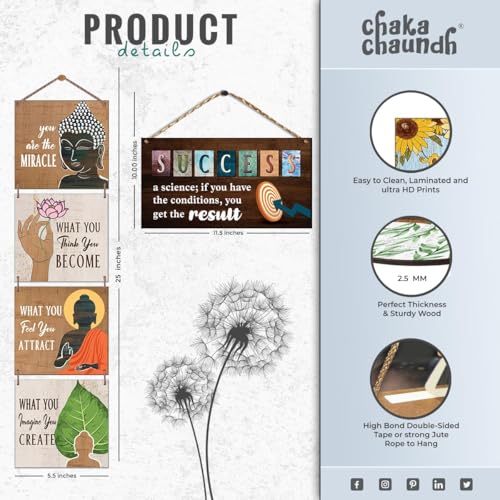 Image of Chaka Chaundh - Kitchen Plaque Quotes Wall Hanging Decor - Restaurant Quotes Sign Board Decor - Dining Quotes Sign Wall Plates Decor Items - Set of 3 (Buddha Square - Set of 2)