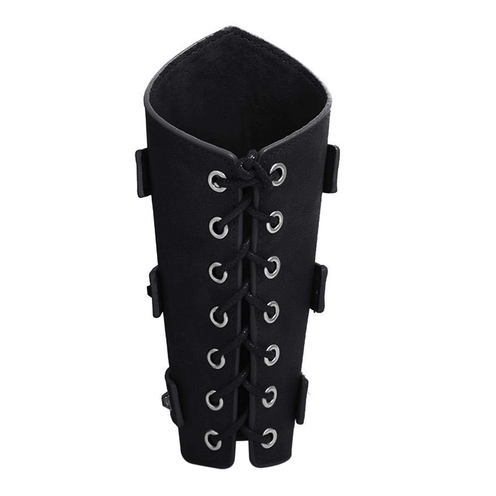 YJZQ Men's Punk Archery Arm Guard Adjustable Forearm Protector PU Leather Vintage Archery Protective Gear Hunting Target Shooting Antique Bracer Wristband, Black With Metal Strap