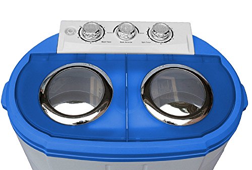 Steinborg Mini Waschmaschine mit Schleuder | 2 Kammern | Waschautomat bis 3 KG | Schleuderkammer bis 1 Kg | Reisewaschmaschine | Miniwaschmaschine | Camping Mobile Toploader, Grau/ Weiß – Bild 4