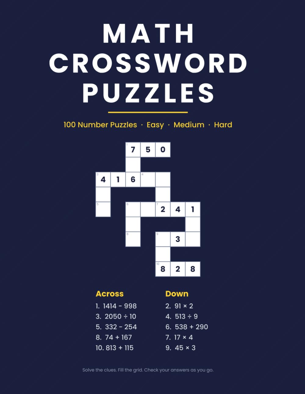Advanced Math Crossword Puzzles: 100 Number Puzzles