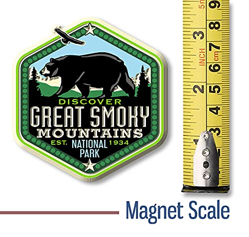 Imán vintage Great Smoky Mountains 7.37cm x 7.62cm blanco miniatura 5