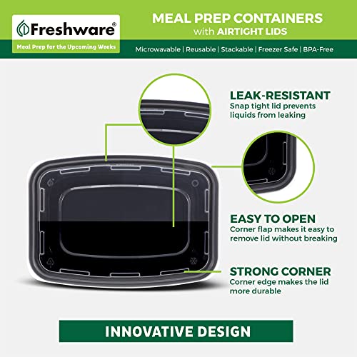 Freshware Meal Prep Containers [50 Pack] 1 Compartment with Lids, Food Storage Containers, Bento Box, BPA Free, Stackable, Microwave/Dishwasher/Freezer Safe (28 oz) by Freshware - Image 5