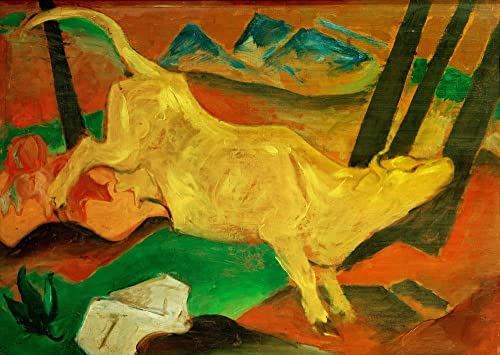 Impression d'affiches haut de gamme toile la vache jaune par Marc pour collectionneur