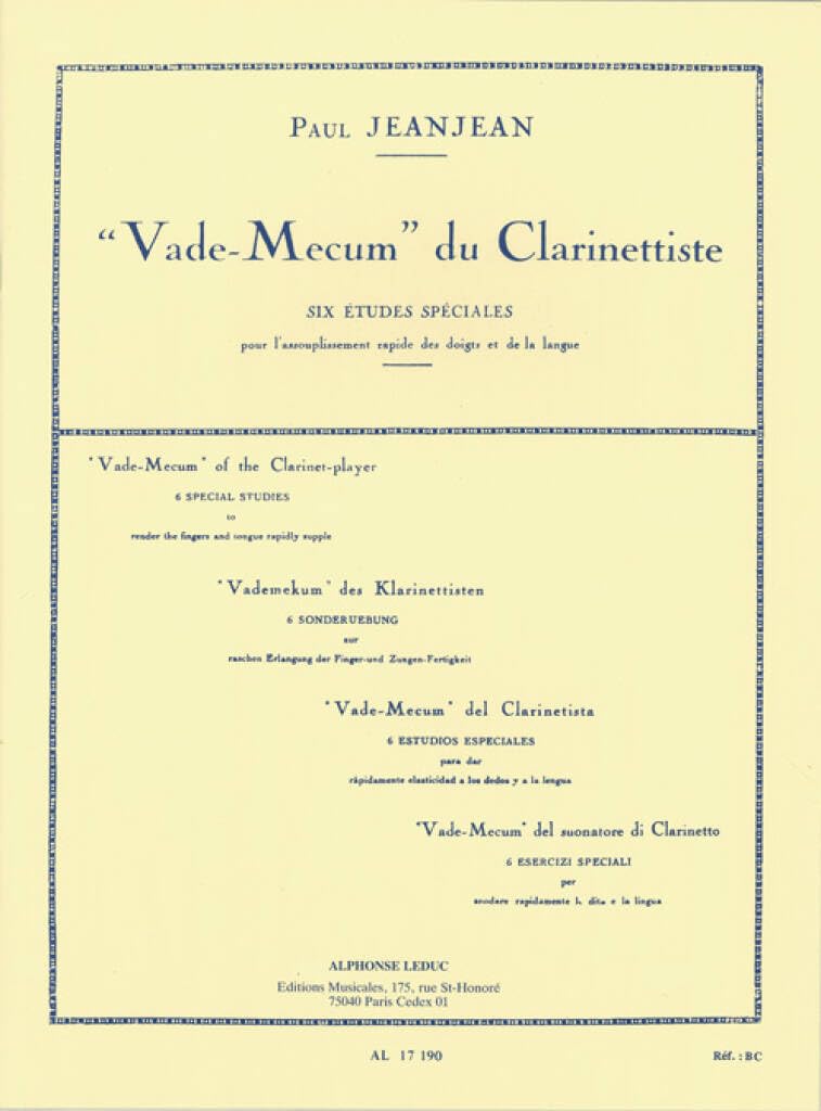 Paul Jeanjean: Vade-Mecum du Clarinettiste (Clarinet Solo)