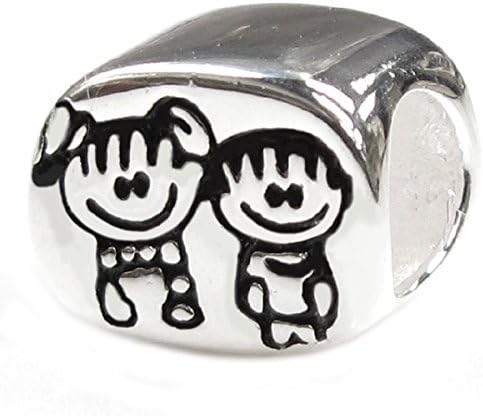 Sterling Silver Brother & Sister Family European Style Bead Charm
